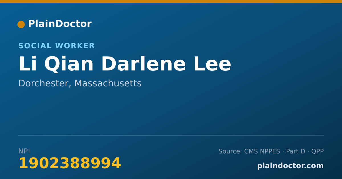 Shareable card for Li Qian Darlene Lee - Social Worker, Dorchester, MA
