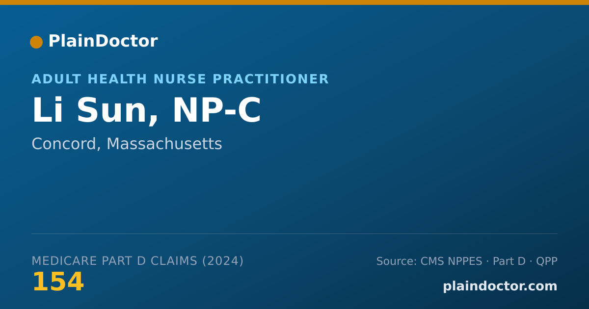 Shareable card for Li Sun, NP-C - Adult Health Nurse Practitioner, Concord, MA