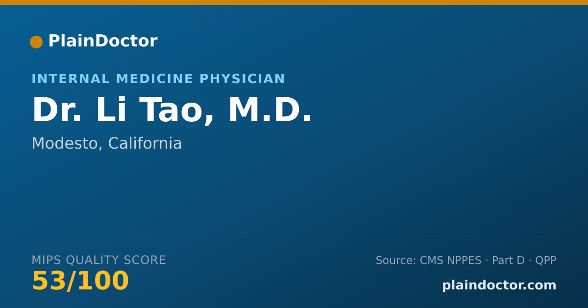 Shareable card for Li Tao, M.D. - Internal Medicine Physician, Modesto, CA