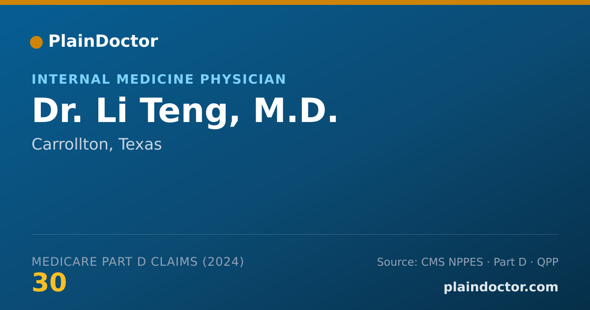 Shareable card for Li Teng, M.D. - Internal Medicine Physician, Carrollton, TX