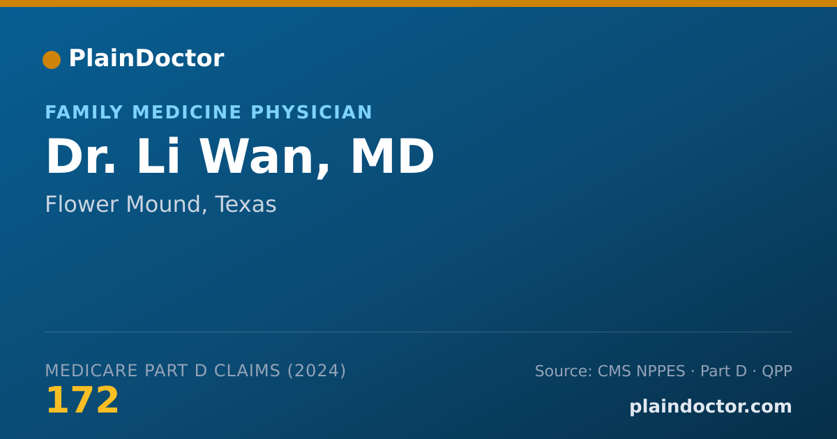 Shareable card for Li Wan, MD - Emergency Medicine Physician, Flower Mound, TX