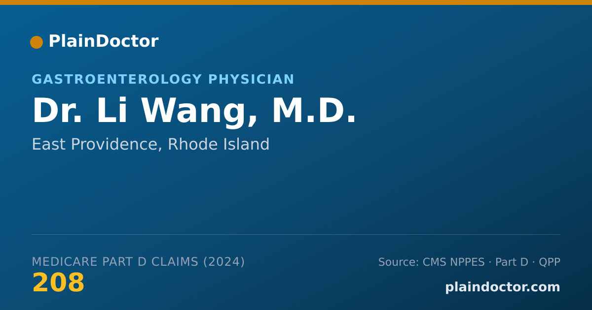 Shareable card for Li Wang, M.D. - Gastroenterology Physician, East Providence, RI