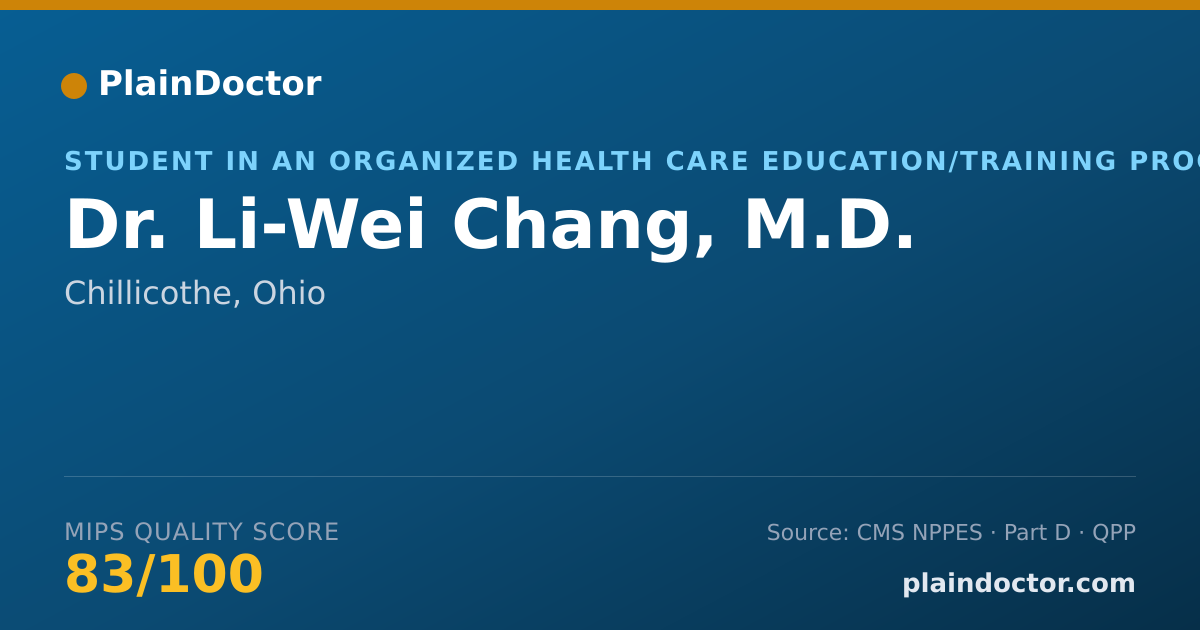 Shareable card for Li-Wei Chang, M.D. - Student in an Organized Health Care Education/Training Program, Chillicothe, OH