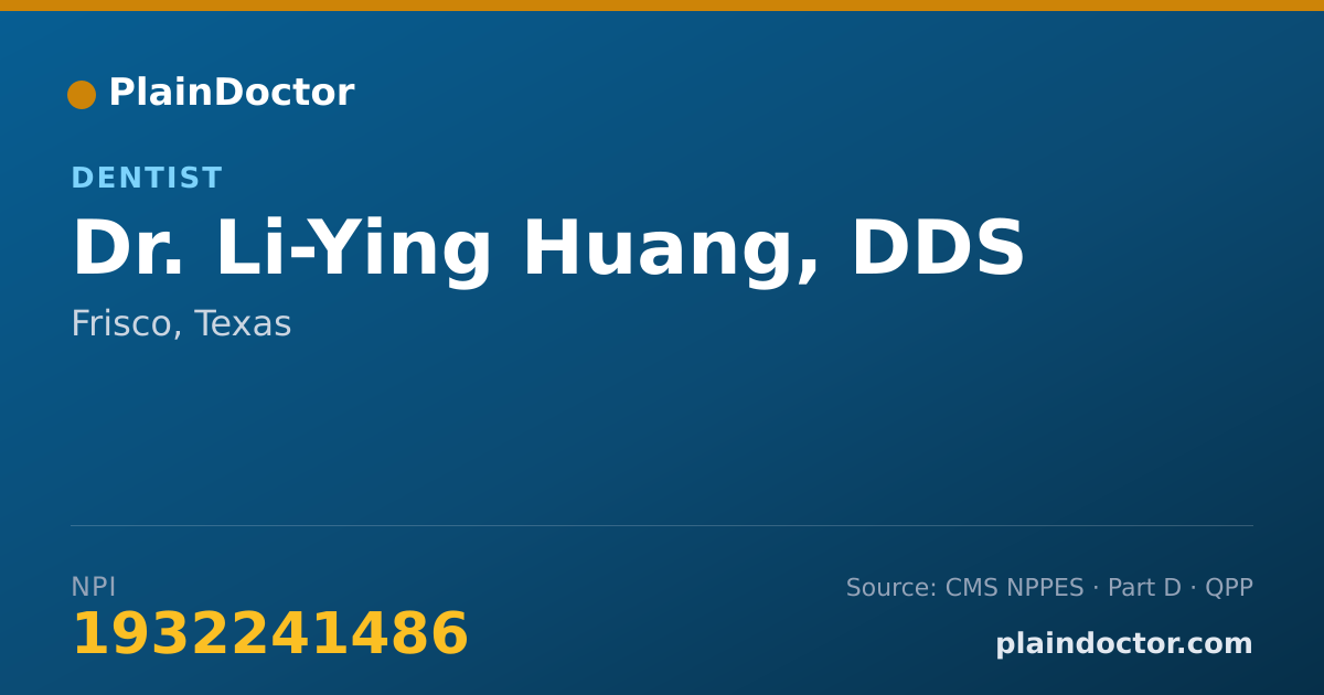 Shareable card for Li-Ying Huang, DDS - Dentist, Frisco, TX