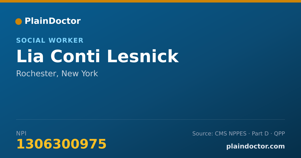 Shareable card for Lia Conti Lesnick - Social Worker, Rochester, NY