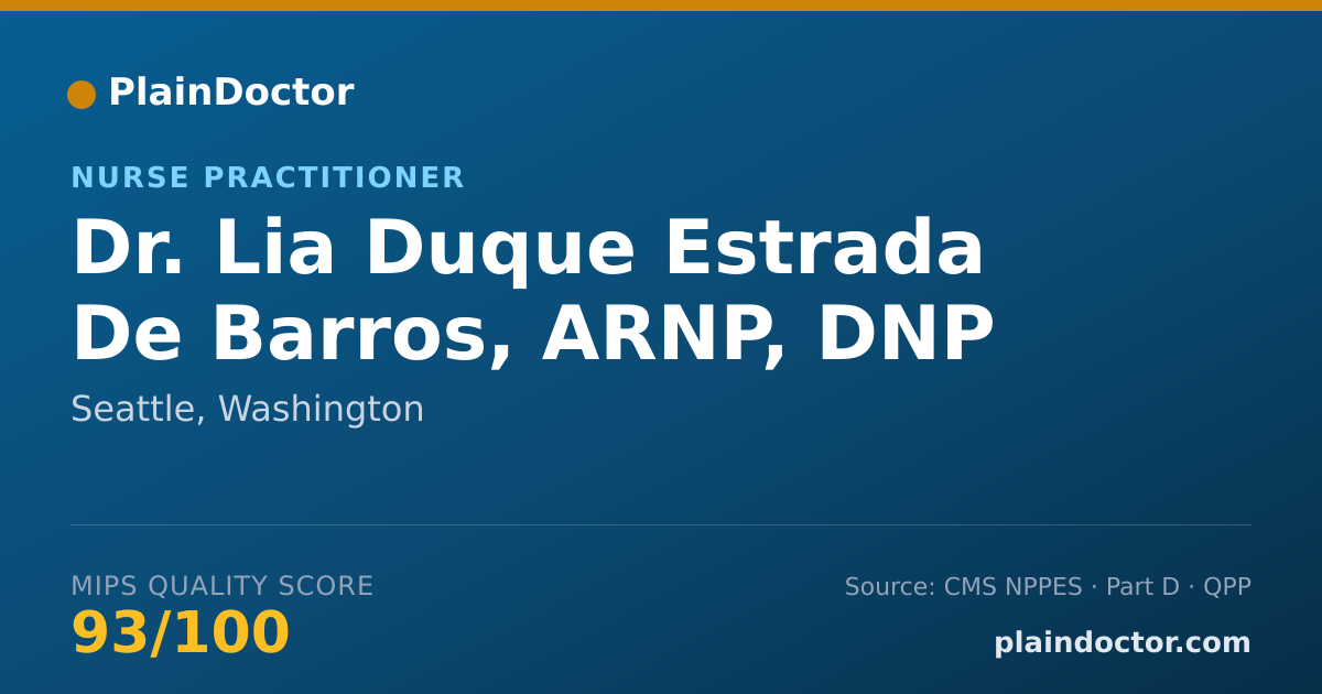 Shareable card for Lia Duque Estrada De Barros, ARNP, DNP - Nurse Practitioner, Seattle, WA