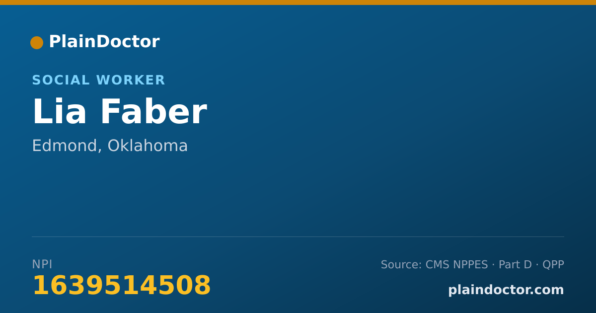 Shareable card for Lia Faber - Social Worker, Edmond, OK