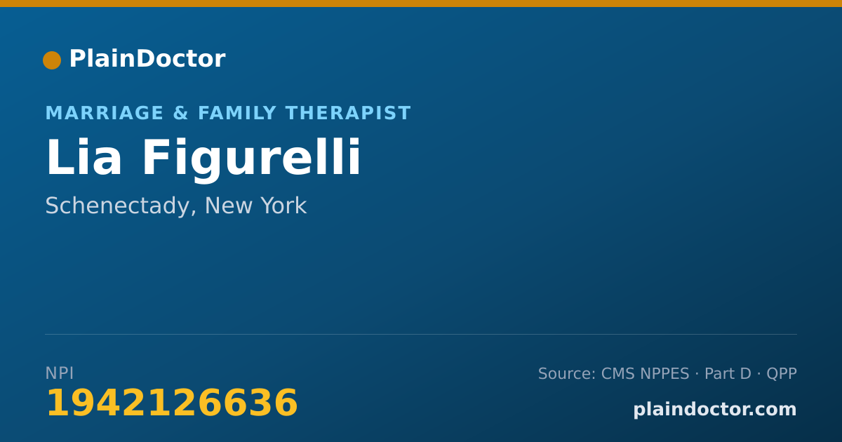 Shareable card for Lia Figurelli - Marriage & Family Therapist, Schenectady, NY