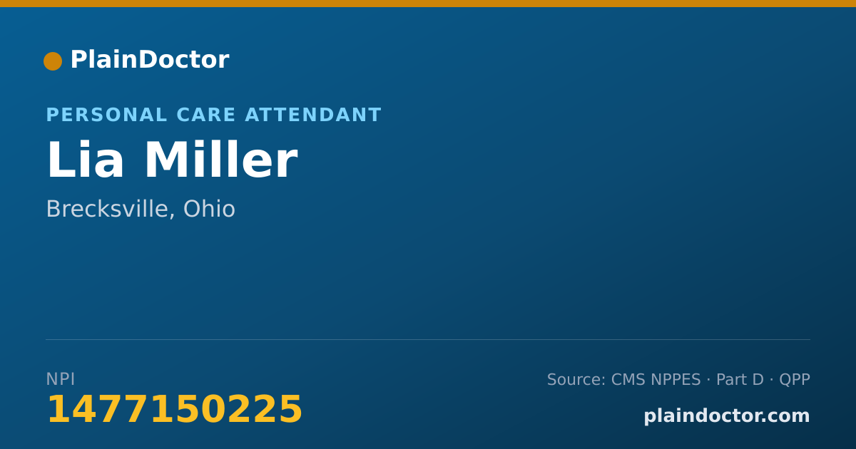 Shareable card for Lia Miller - Personal Care Attendant, Brecksville, OH