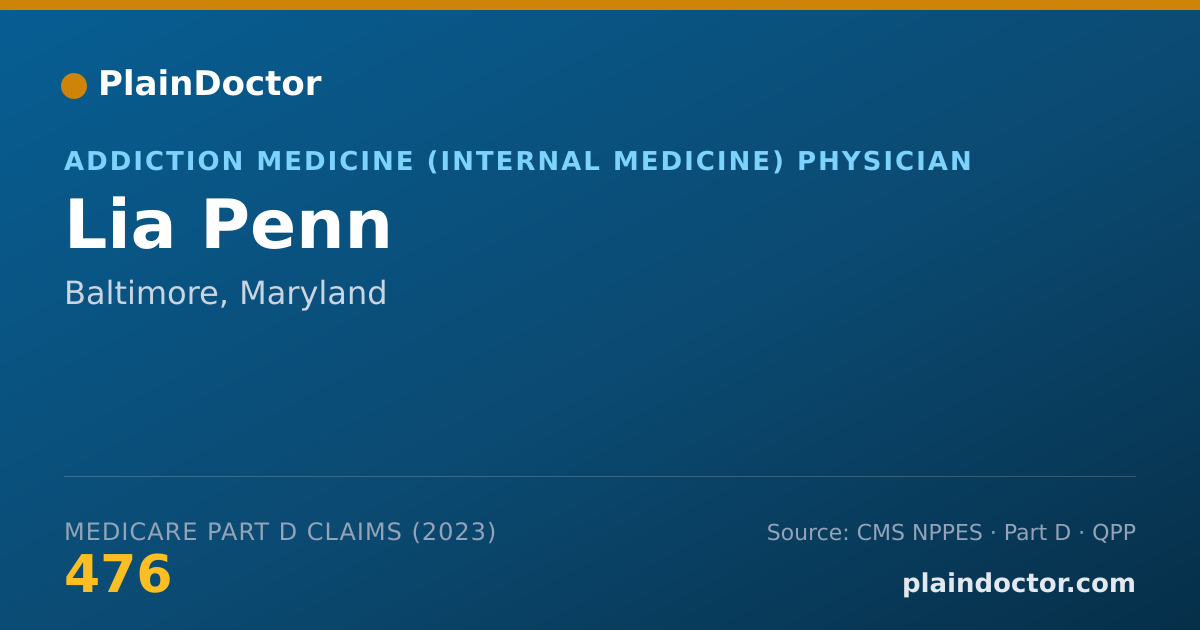 Shareable card for Lia Penn - Addiction Medicine (Internal Medicine) Physician, Baltimore, MD