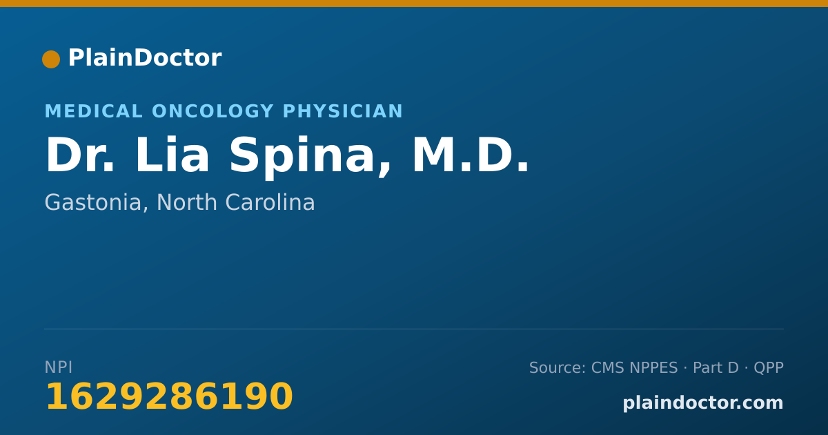 Shareable card for Lia Spina, M.D. - Medical Oncology Physician, Gastonia, NC