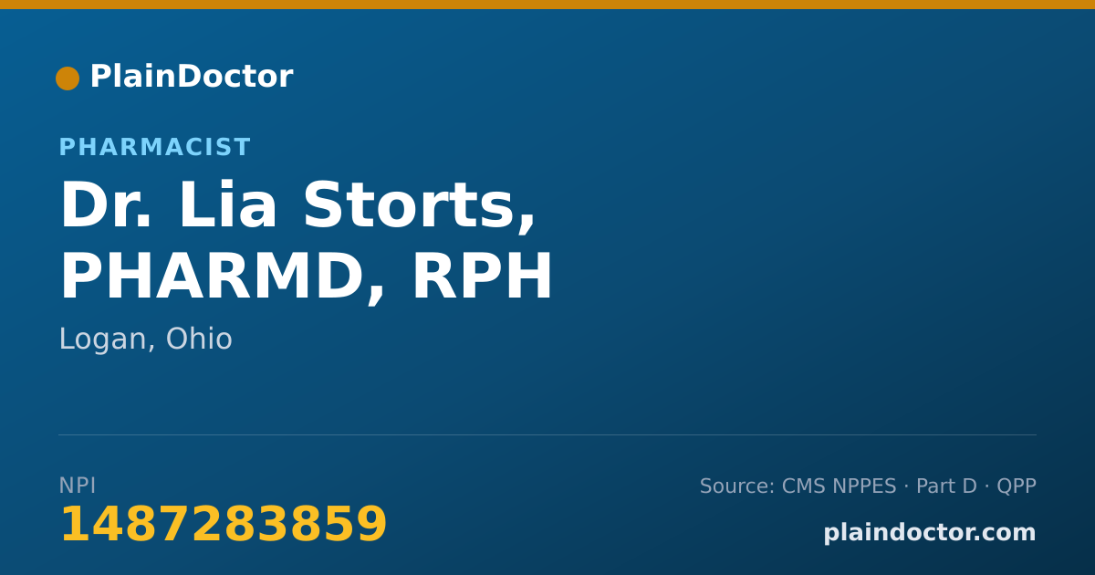 Shareable card for Lia Storts, PHARMD, RPH - Pharmacist, Logan, OH