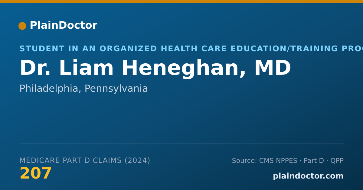 Shareable card for Liam Heneghan, MD - Student in an Organized Health Care Education/Training Program, Philadelphia, PA