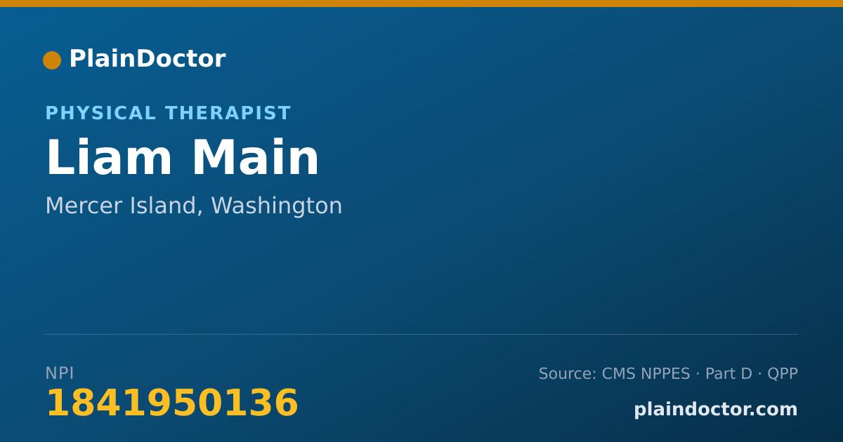 Shareable card for Liam Main - Physical Therapist, Mercer Island, WA