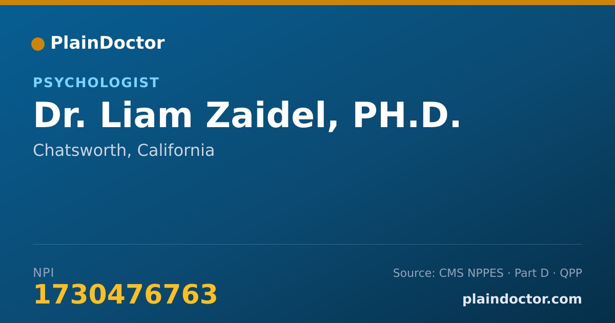Shareable card for Liam Zaidel, PH.D. - Psychologist, Chatsworth, CA