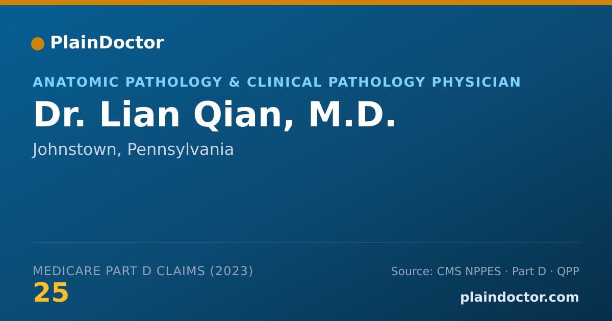 Shareable card for Lian Qian, M.D. - Anatomic Pathology & Clinical Pathology Physician, Johnstown, PA