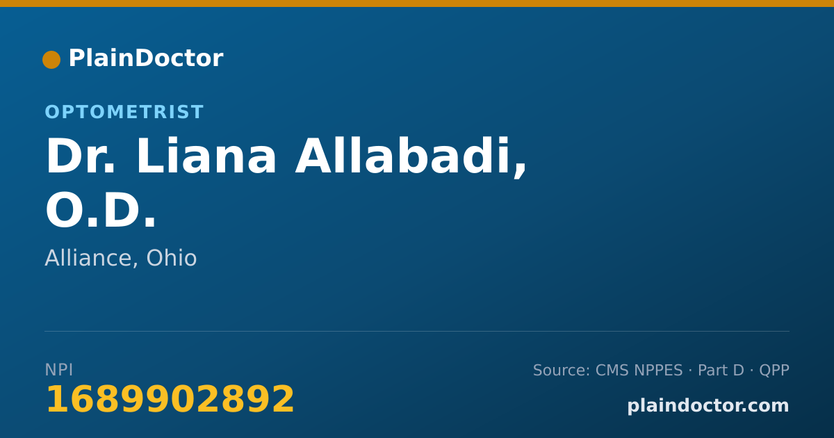 Shareable card for Liana Allabadi, O.D. - Optometrist, Alliance, OH