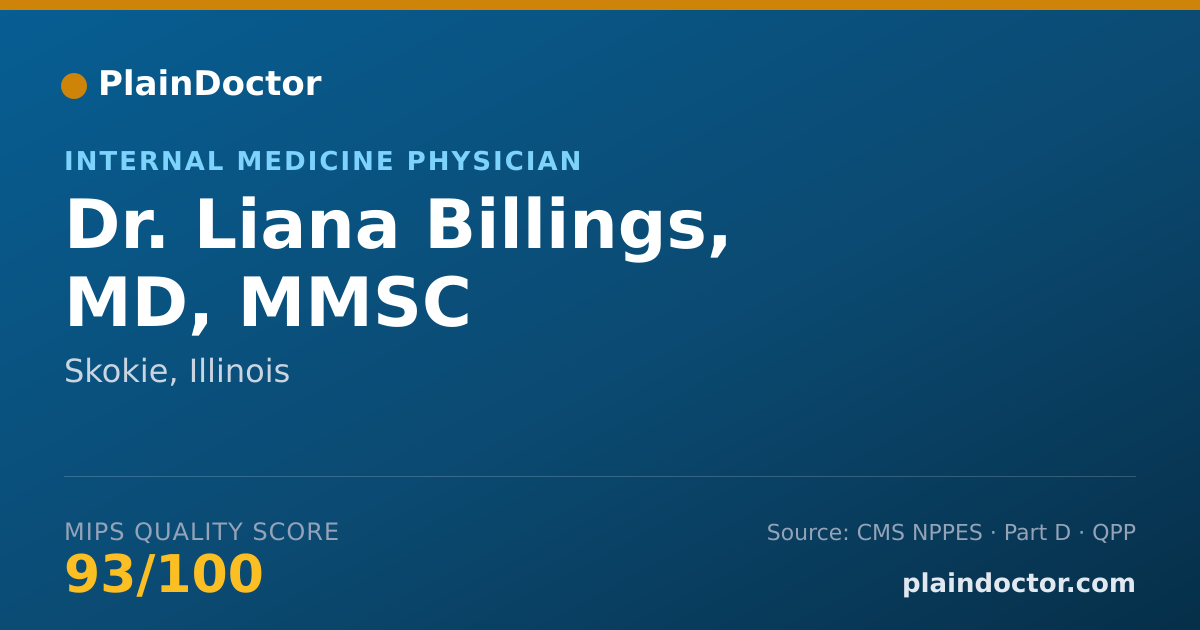 Shareable card for Liana Billings, MD, MMSC - Internal Medicine Physician, Skokie, IL