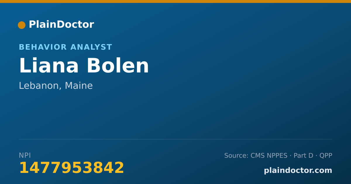 Shareable card for Liana Bolen - Behavior Analyst, Lebanon, ME