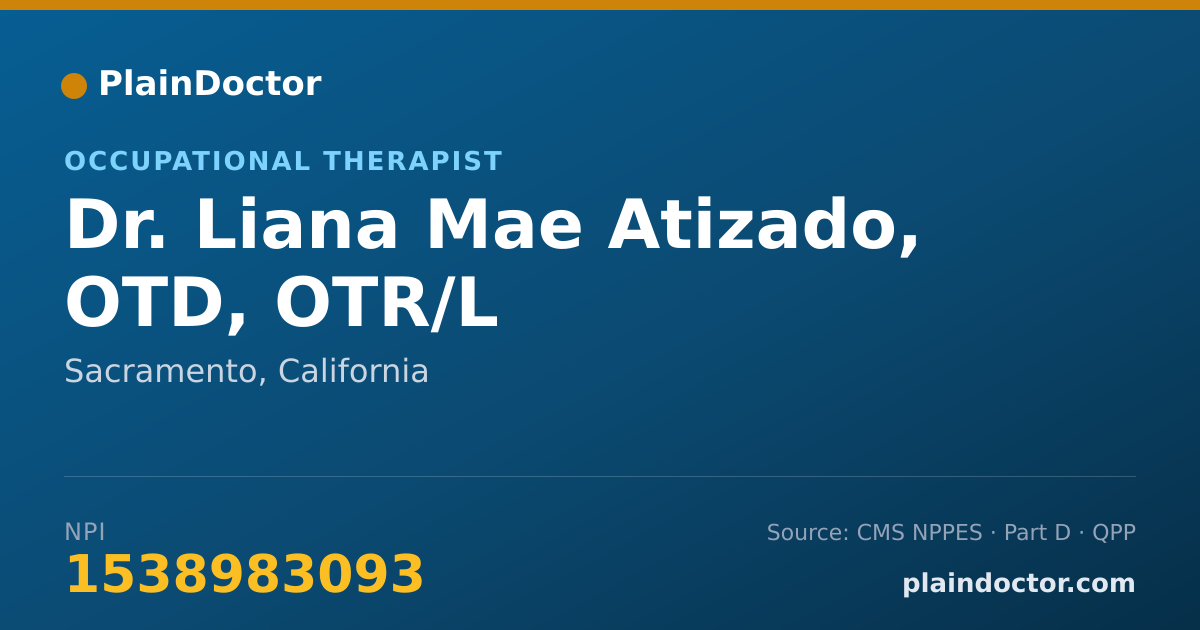 Shareable card for Liana Mae Atizado, OTD, OTR/L - Occupational Therapist, Sacramento, CA