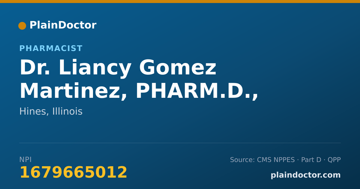 Shareable card for Liancy Gomez Martinez, PHARM.D., BCPS, BCGP - Pharmacist, Hines, IL