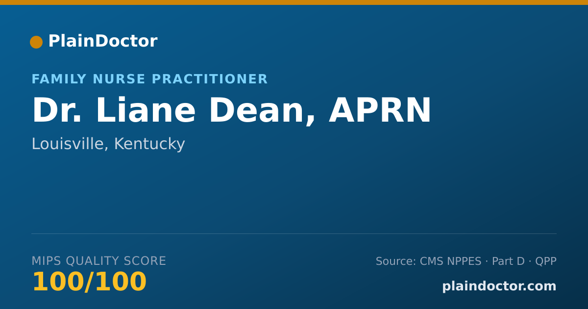 Shareable card for Liane Dean, APRN - Family Nurse Practitioner, Louisville, KY