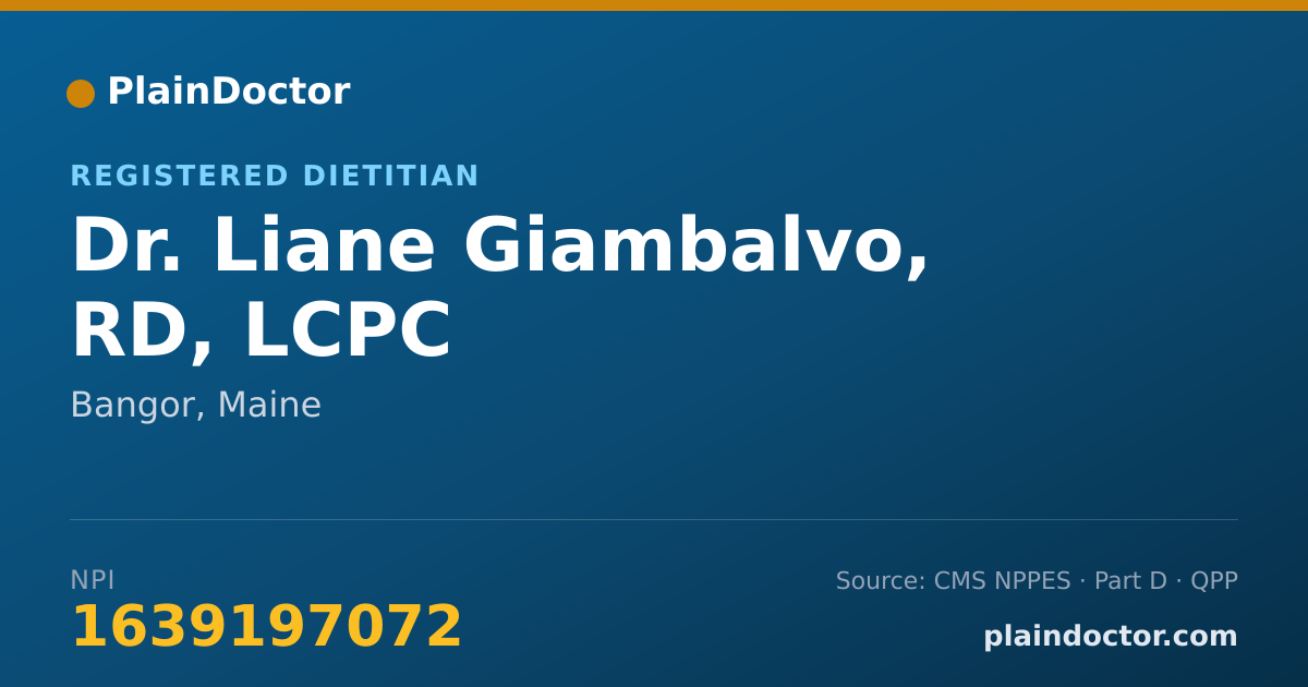 Shareable card for Liane Giambalvo, RD, LCPC - Registered Dietitian, Bangor, ME