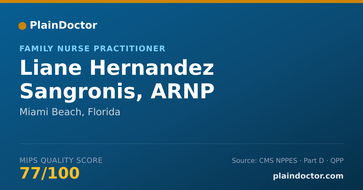 Shareable card for Liane Hernandez Sangronis, ARNP - Family Nurse Practitioner, Miami Beach, FL
