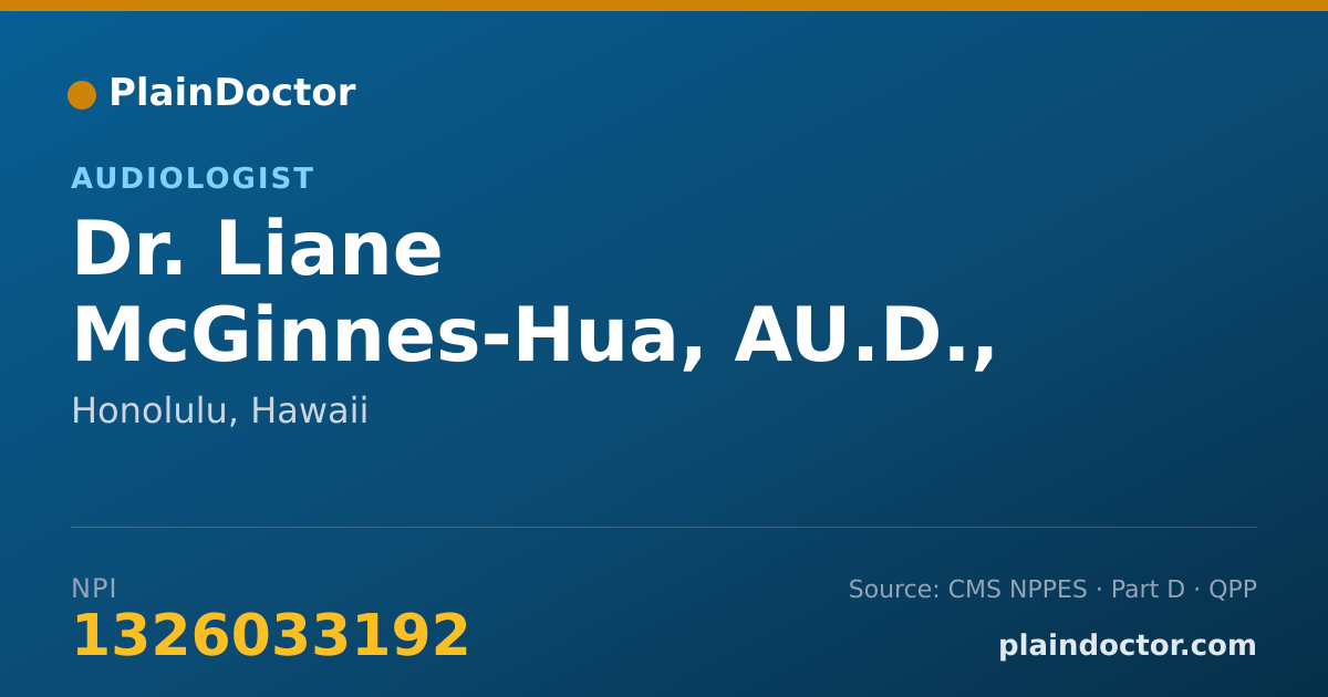 Shareable card for Liane McGinnes-Hua, AU.D., CCC-A - Audiologist, Honolulu, HI
