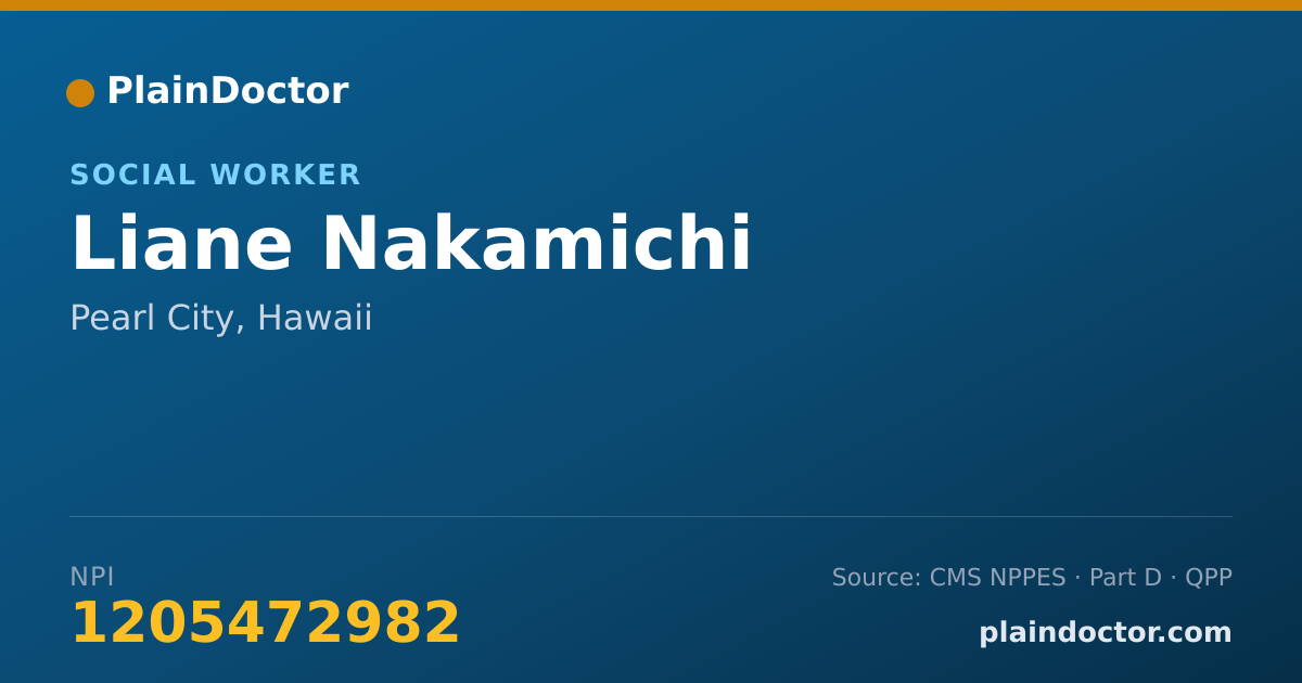 Shareable card for Liane Nakamichi - Social Worker, Pearl City, HI