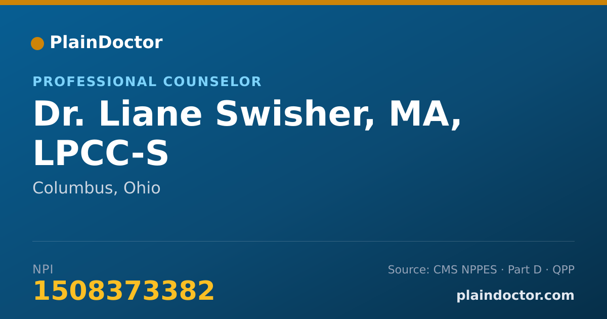 Shareable card for Liane Swisher, MA, LPCC-S - Professional Counselor, Columbus, OH