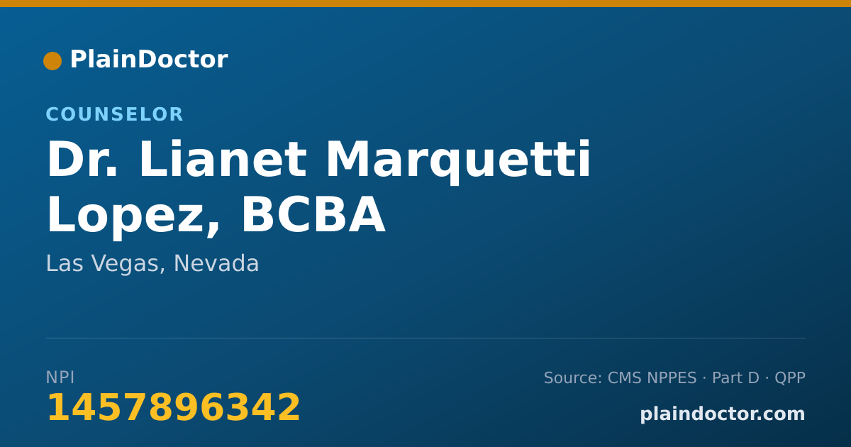 Shareable card for Lianet Marquetti Lopez, BCBA - Counselor, Las Vegas, NV