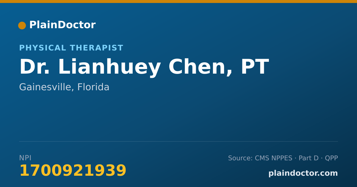 Shareable card for Lianhuey Chen, PT - Physical Therapist, Gainesville, FL