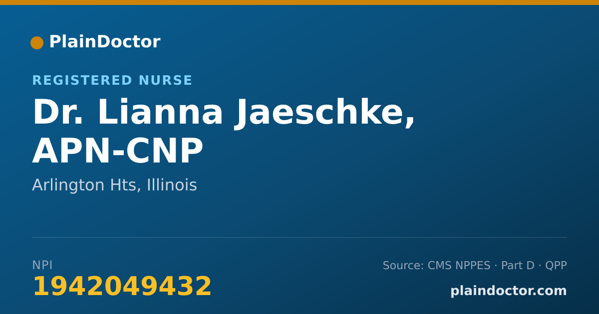 Shareable card for Lianna Jaeschke, APN-CNP - Registered Nurse, Arlington Hts, IL