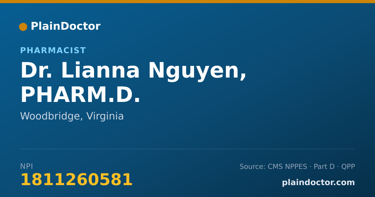 Shareable card for Lianna Nguyen, PHARM.D. - Pharmacist, Woodbridge, VA