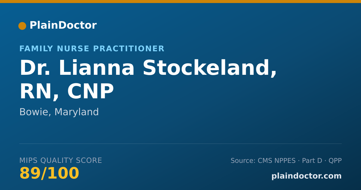 Shareable card for Lianna Stockeland, RN, CNP - Family Nurse Practitioner, Bowie, MD