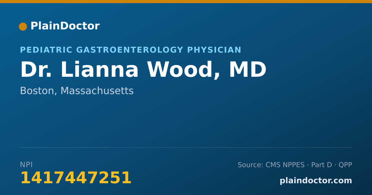 Shareable card for Lianna Wood, MD - Pediatric Gastroenterology Physician, Boston, MA