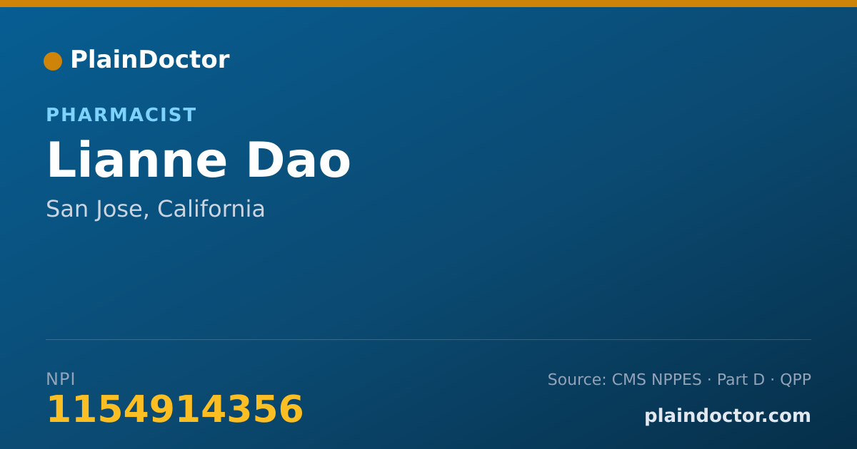Shareable card for Lianne Dao - Pharmacist, San Jose, CA