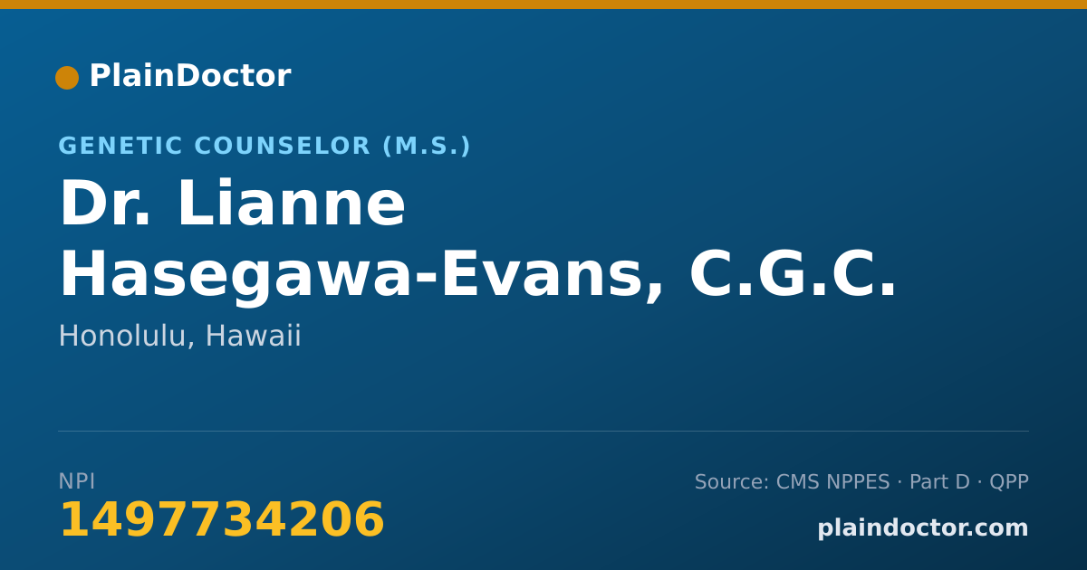 Shareable card for Lianne Hasegawa-Evans, C.G.C. - Genetic Counselor (M.S.), Honolulu, HI