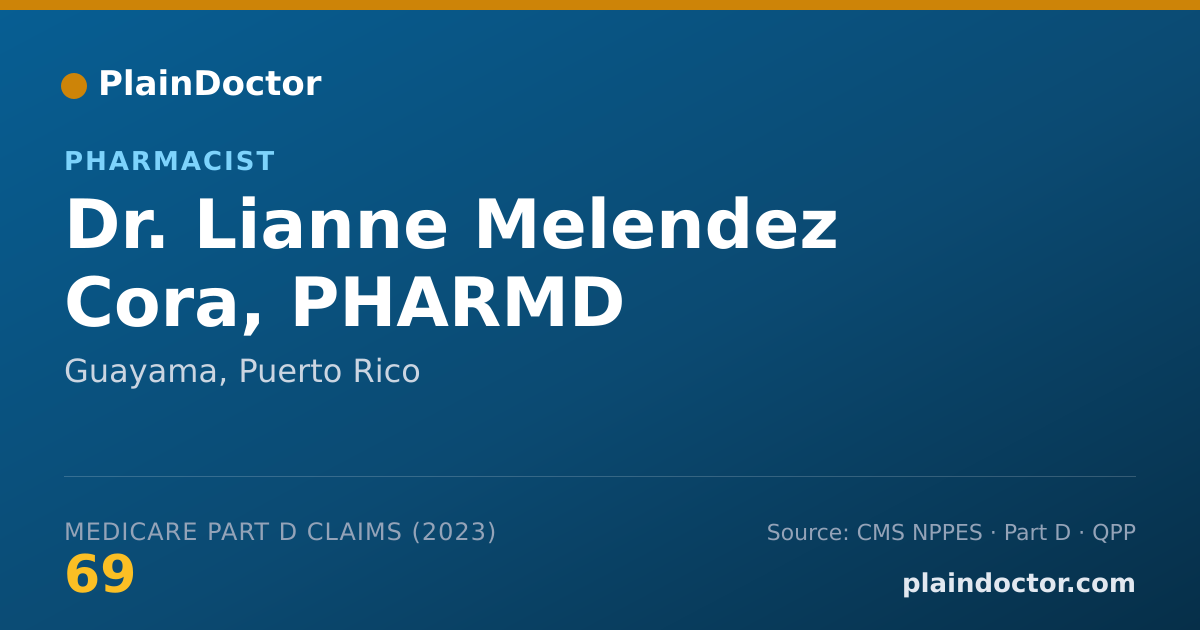 Shareable card for Lianne Melendez Cora, PHARMD - Pharmacist, Guayama, PR