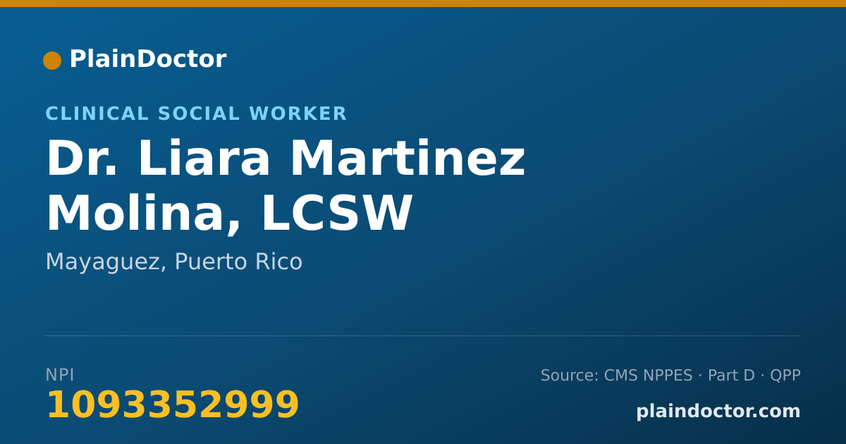 Shareable card for Liara Martinez Molina, LCSW - Clinical Social Worker, Mayaguez, PR