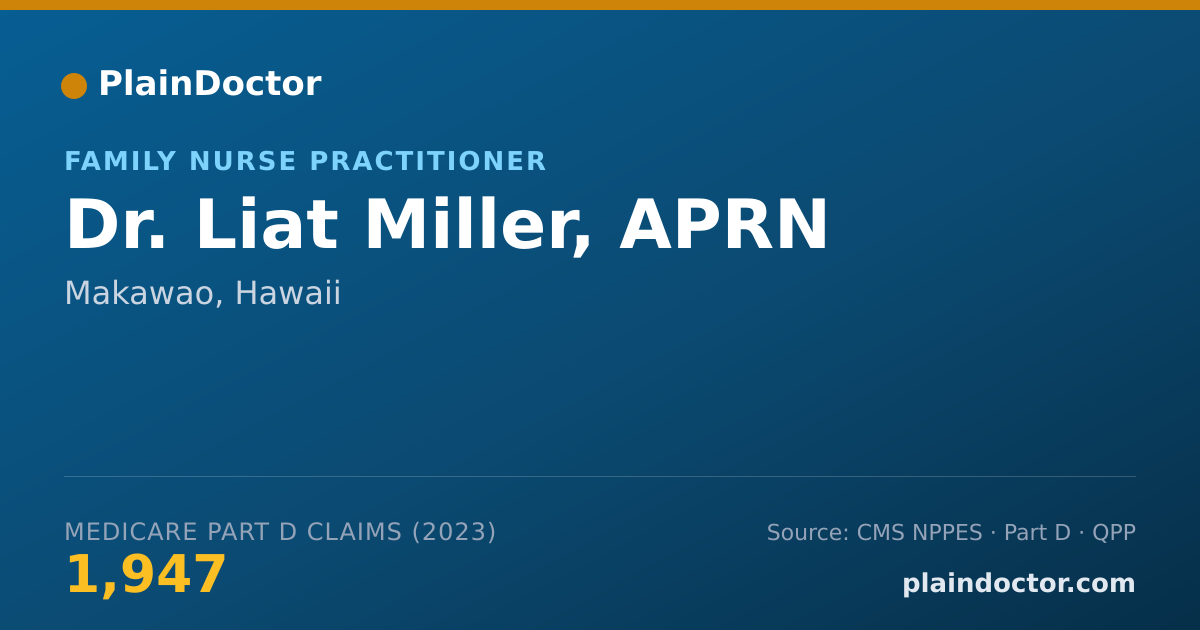 Shareable card for Liat Miller, APRN - Family Nurse Practitioner, Makawao, HI