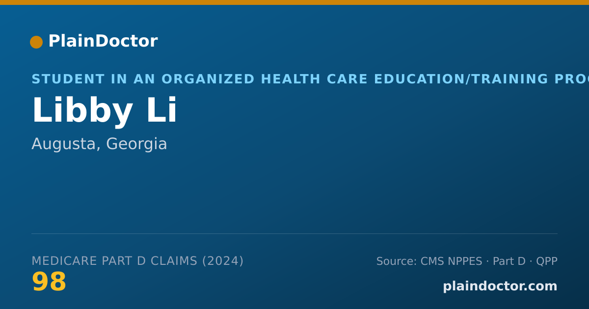 Shareable card for Libby Li - Student in an Organized Health Care Education/Training Program, Augusta, GA