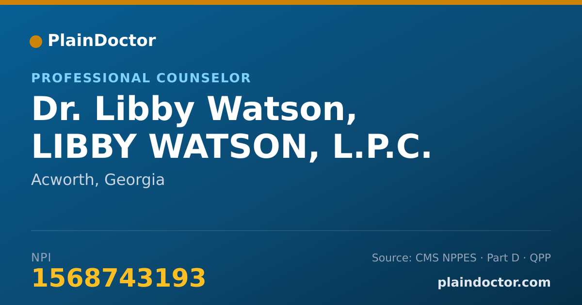 Shareable card for Libby Watson, LIBBY WATSON, L.P.C. - Professional Counselor, Acworth, GA