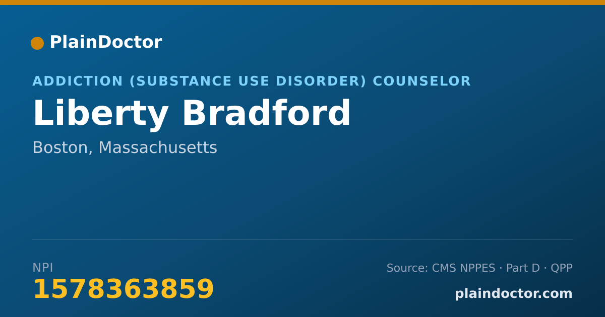 Shareable card for Liberty Bradford - Addiction (Substance Use Disorder) Counselor, Boston, MA