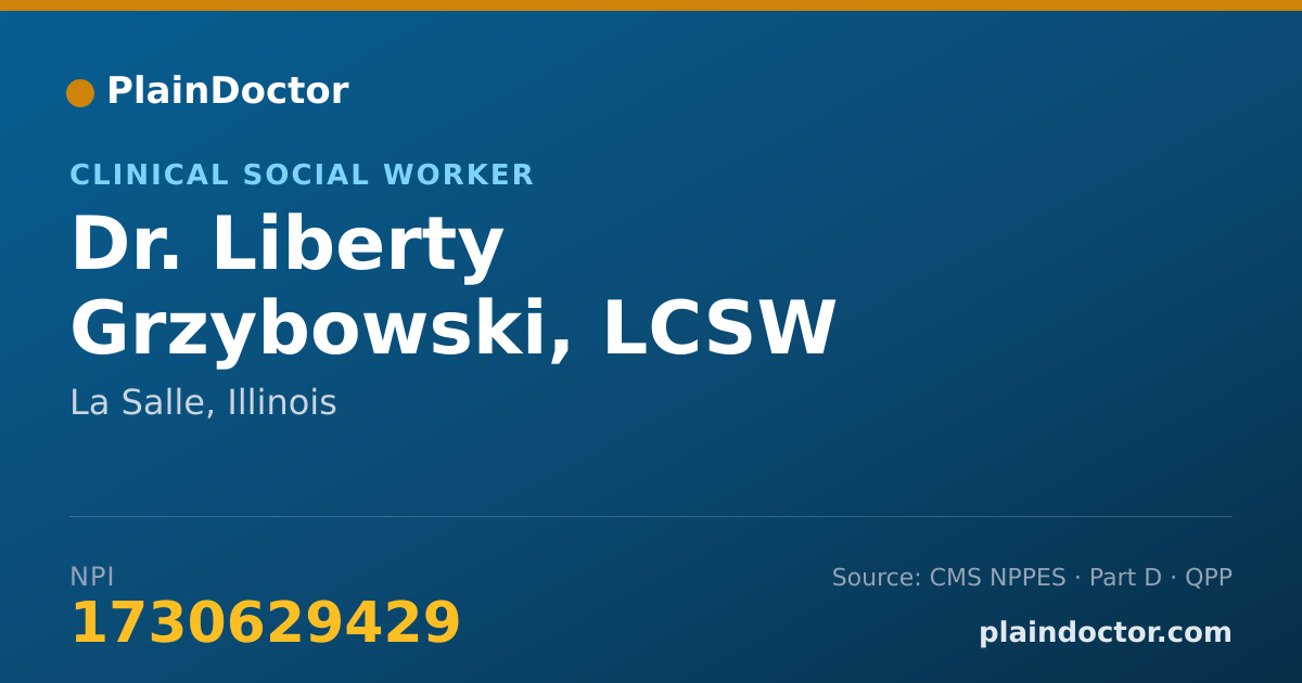 Shareable card for Liberty Grzybowski, LCSW - Clinical Social Worker, La Salle, IL