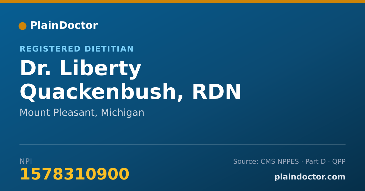 Shareable card for Liberty Quackenbush, RDN - Registered Dietitian, Mount Pleasant, MI