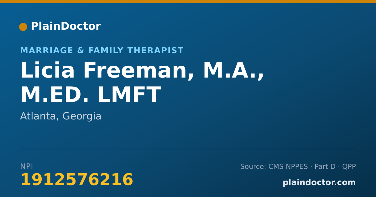 Shareable card for Licia Freeman, M.A., M.ED. LMFT - Marriage & Family Therapist, Atlanta, GA