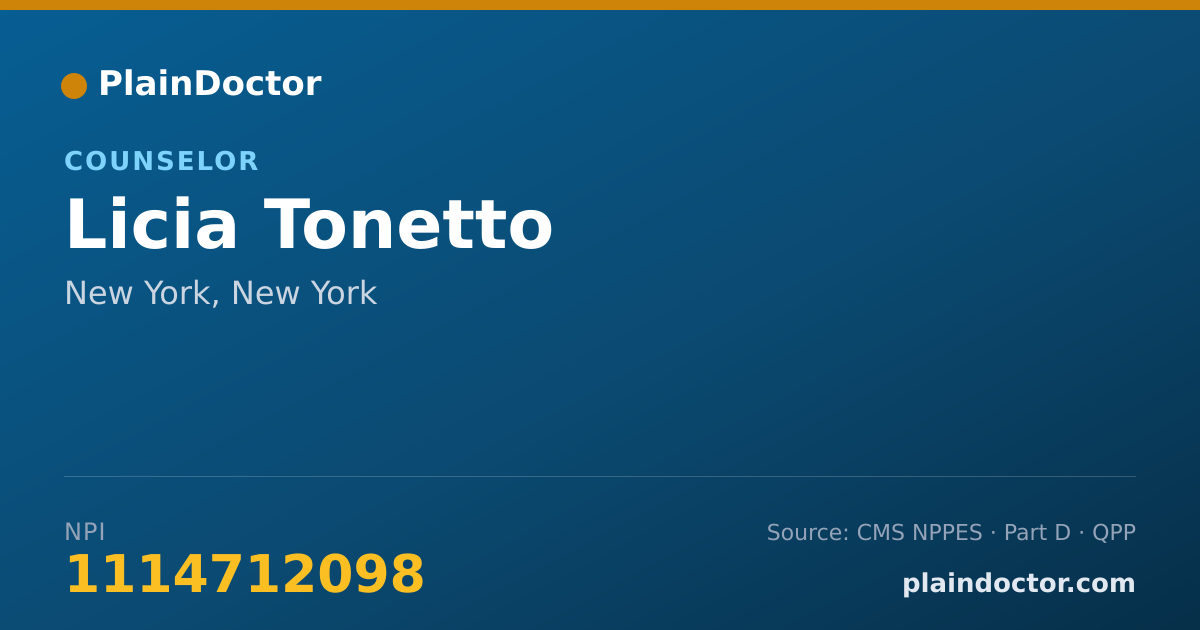 Shareable card for Licia Tonetto - Counselor, New York, NY
