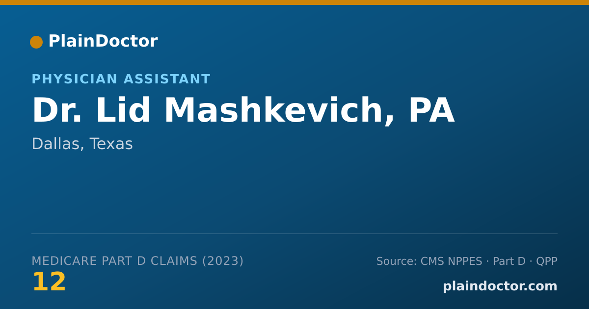 Shareable card for Lid Mashkevich, PA - Physician Assistant, Dallas, TX